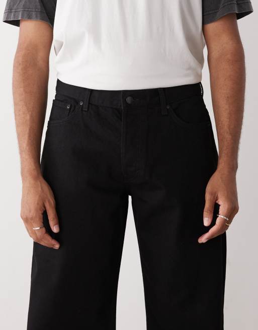 Weekday Sphere low waist loose fit jeans in black acid wash, 4 of 5