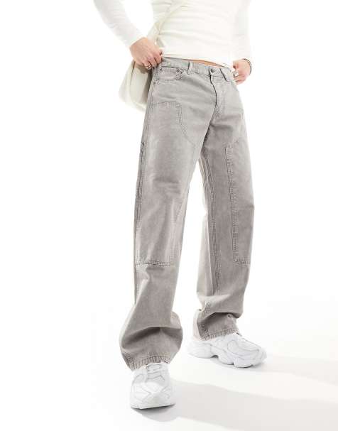 Weekday Sphere low waist relaxed carpenter jeans in gray wash - view 1