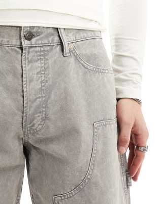 Weekday Sphere Low Waist Relaxed Carpenter Jeans In Gray