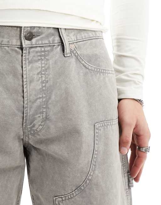 Weekday Sphere low waist relaxed carpenter jeans in gray wash