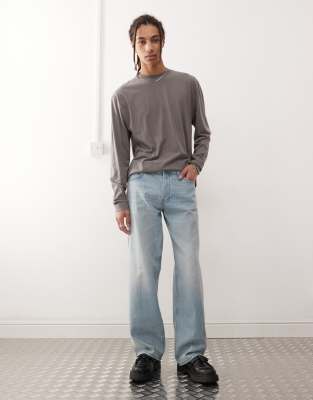 Sphere low waist wide leg jeans in light blue wash