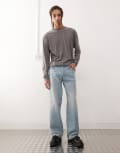 [Weekday] Weekday Sphere low waist wide leg jeans in light blue wash W33 L32 Aeon Blue