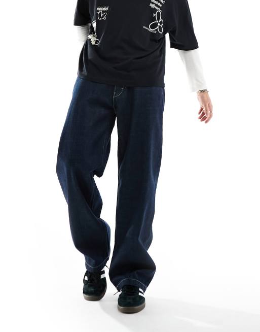 Weekday - Sphere - Ruimvallende jeans met lage taille en rechte pijpen in Venice blauw