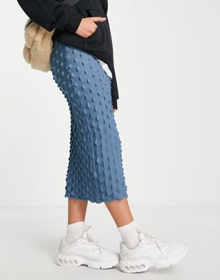 Weekday Spike co-ord textured midi skirt in dusty blue