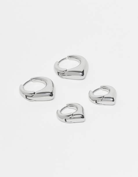 Weekday spike hoop earrings in silver tone - view 1