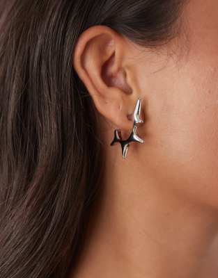 Weekday Weekday spike hoop earrings in silver
