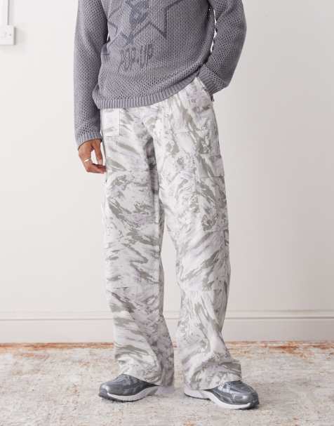 Weekday oversized cargo trousers with graphic print in off-white