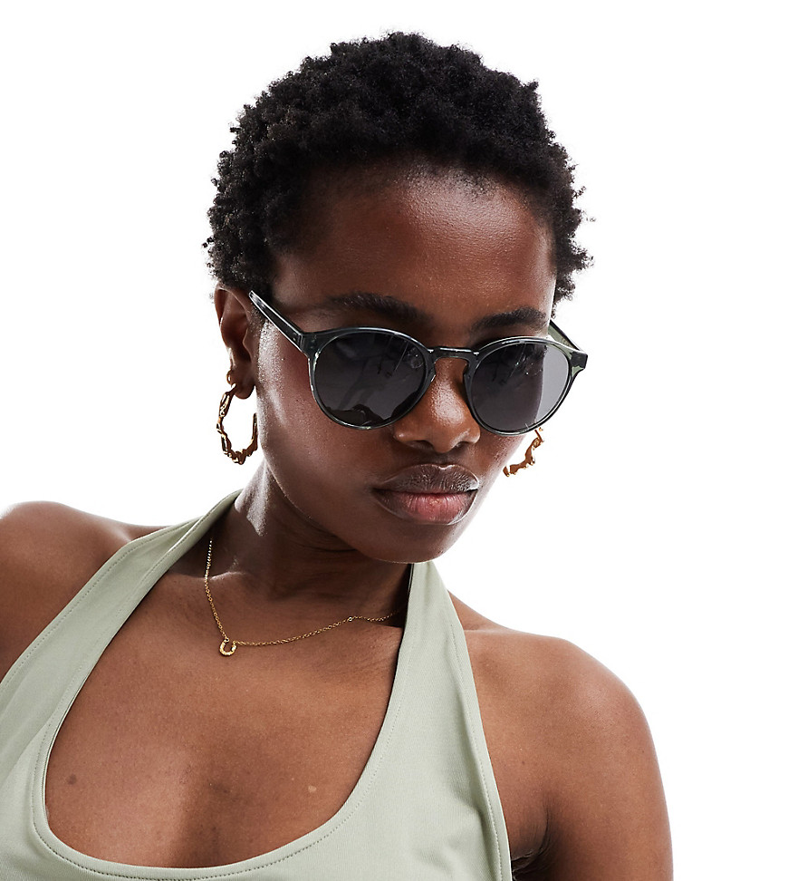 Weekday Spy round sunglasses in green exclusive to ASOS