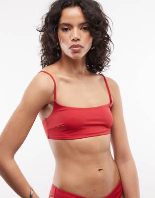 Weekday Square Neck Bikini Top In Red