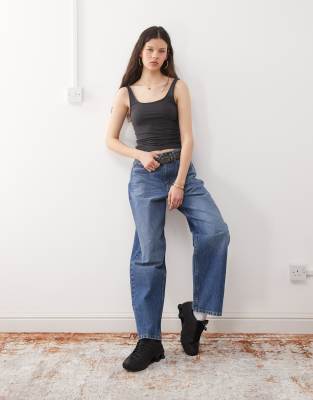 Weekday Square Neck Scoop Back Tank Top In Black