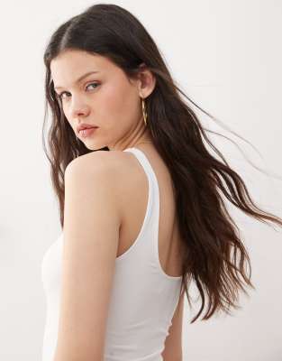 Weekday Square Neck Scoop Back Tank Top In White