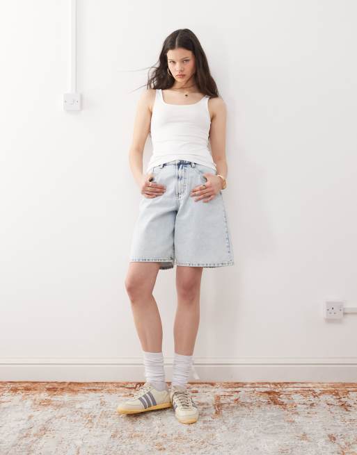 Weekday square neck scoop back vest top in white