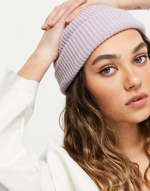 Weekday Stan beanie hat in lilac