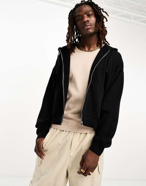 Weekday Stan boxy fit zip up hoodie in black