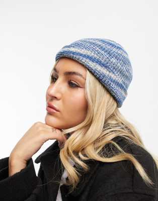 Weekday Stan Fisherman Beanie In Blue Space Dye Knit