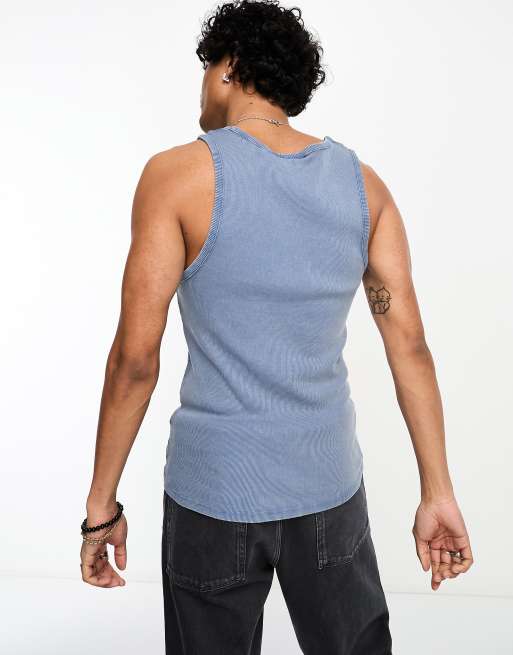 Weekday Standaard tanktop in blauwe wassing