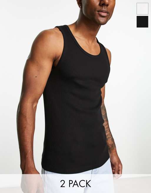 2-pack Basic long Tank top, Black