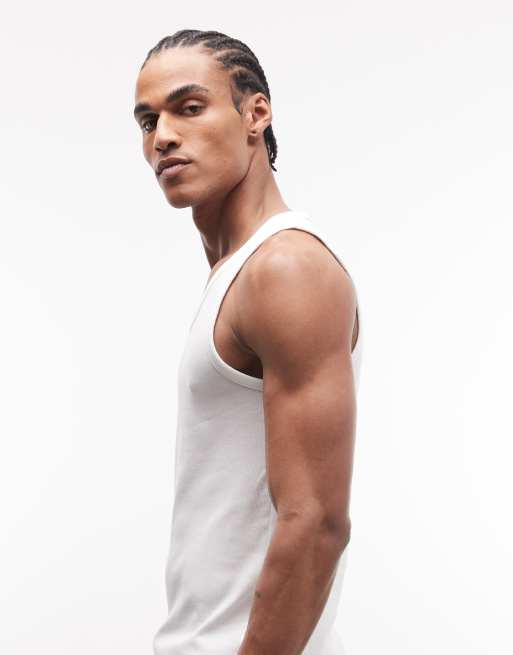 Weekday standard fit singlet tank top in white, 4 of 5