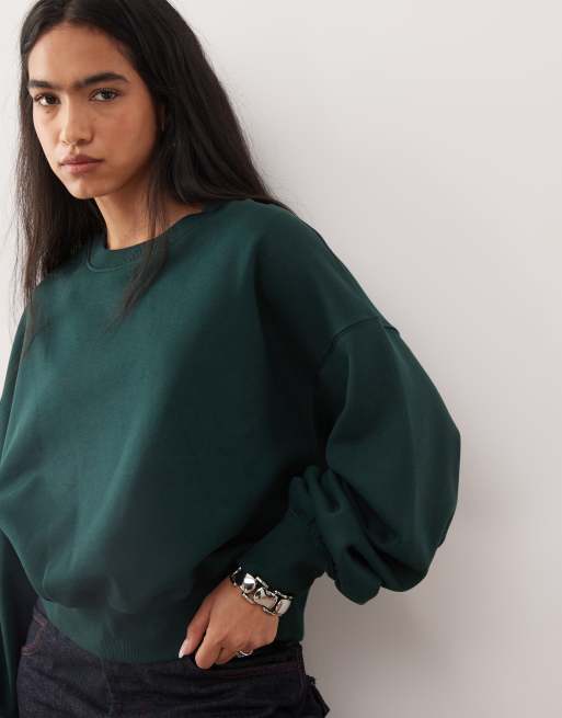 Weekday standard fit sweatshirt in dark green, 2 of 4