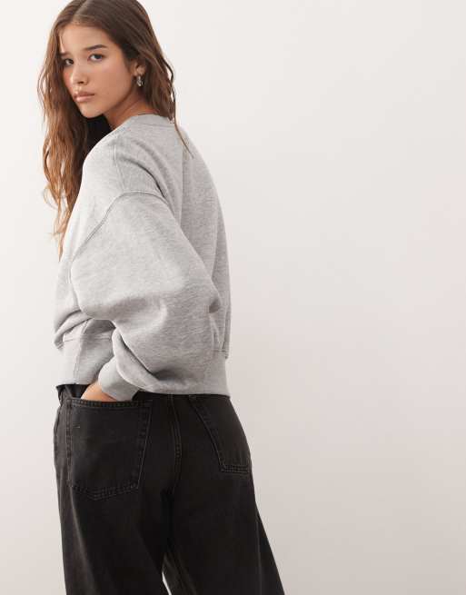 Weekday standard fit sweatshirt in grey melange, 3 of 4