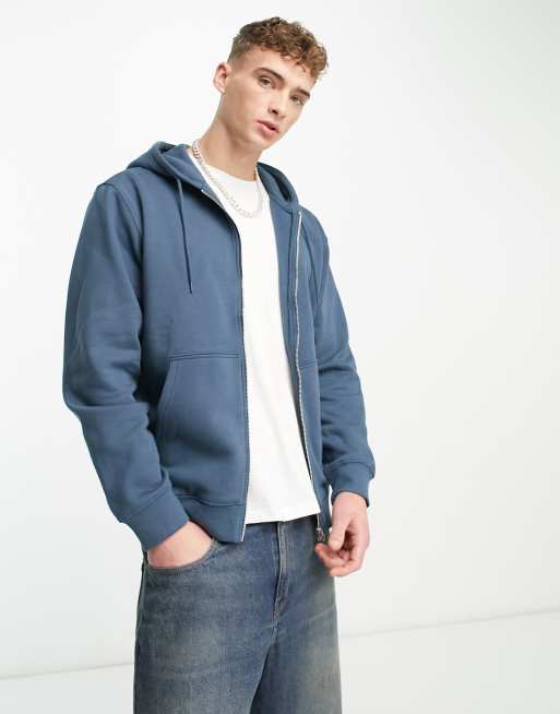 Weekday – Standard – Kapuzenjacke in dunklem Petrolblau mit Reißverschluss
