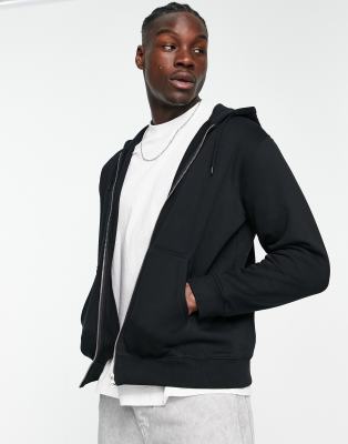 Weekday standard zip hoodie in black - ASOS Price Checker