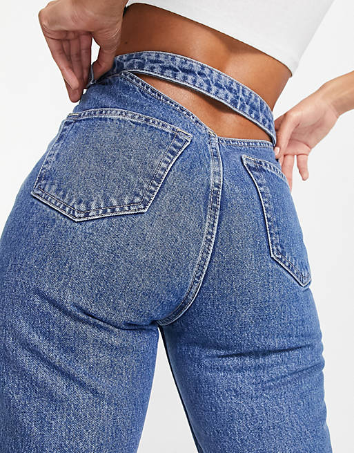 Weekday Star cut out detail jeans in harper blue