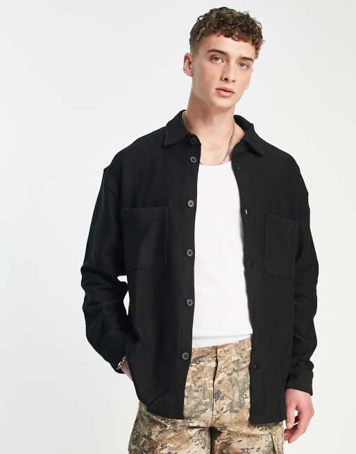 Weekday Stay jersey overshirt in black | ASOS