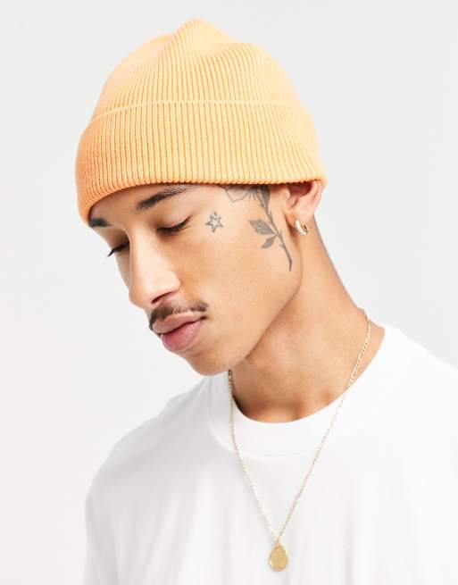 Weekday – Stay – Pomarańczowa bawełniana czapka beanie