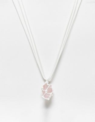 Weekday Stina crystal look rope necklace in white