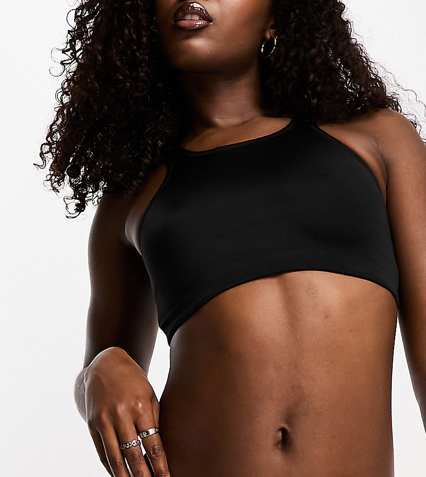 Weekday Stone racerback bikini top in black exclusive to ASOS