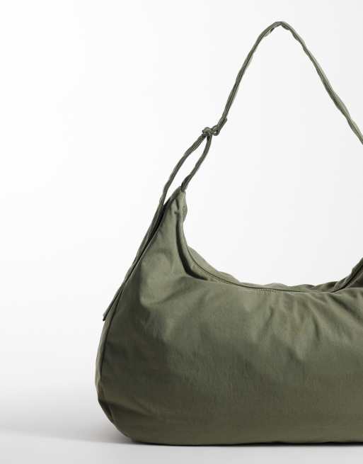 Weekday - Stor khaki tote i nylon, 4 af 4