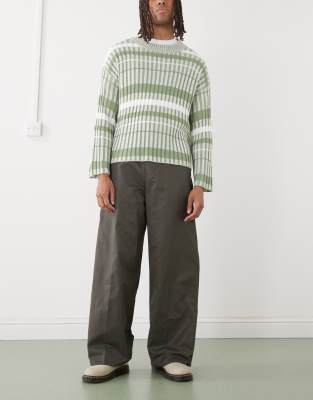 Weekday Straight Wide Leg Chino Pants In Gray