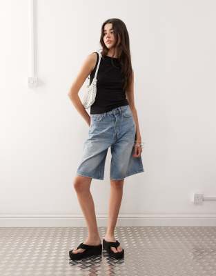 Weekday Strappy Boat Neck Top In Black
