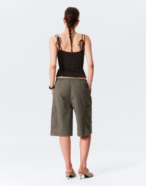 Weekday strappy boat neck top in dark brown, 4 of 4