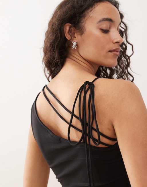 Weekday strappy one shoulder top in black, 3 of 4