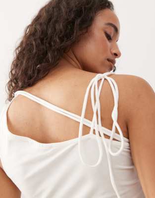 Weekday Cindy One Shoulder Top In Buttermilk Yellow Exclusive To Asos In White