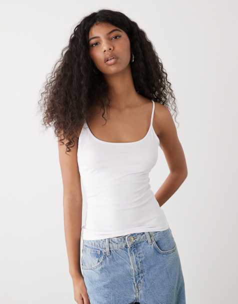 Weekday strappy singlet top in white - view 1