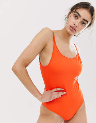 bright red swimsuit