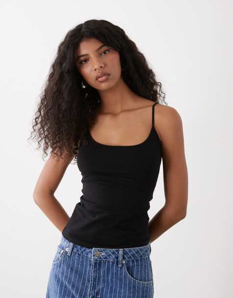 Weekday strappy tank top in black - view 1