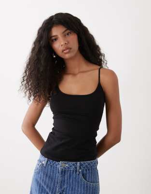 Weekday Weekday strappy vest top in black