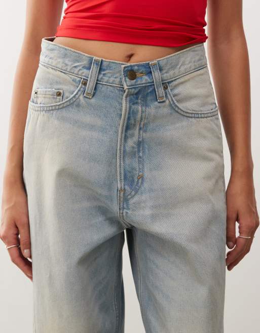 Weekday Stripe - Jean bouffant unisexe avec coutures torsadées - Bleu clair délavé, 5 de 5