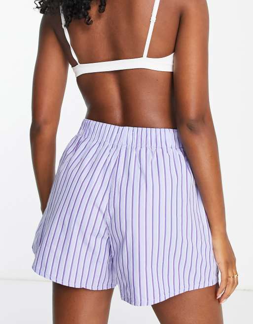 White shorts cheap with blue stripes