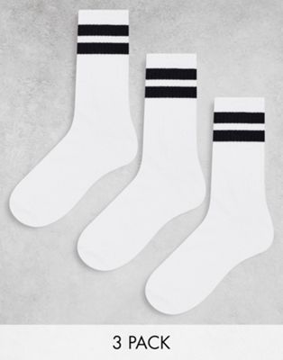 Weekday striped sport socks 3-pack in white