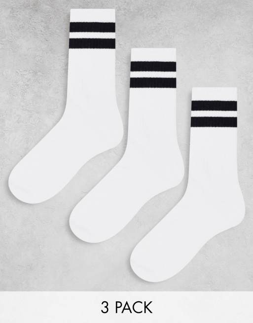 Weekday striped sport socks 3-pack in white | ASOS