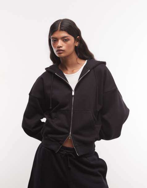 Weekday sudadera con capucha con cremallera en negro - view 1