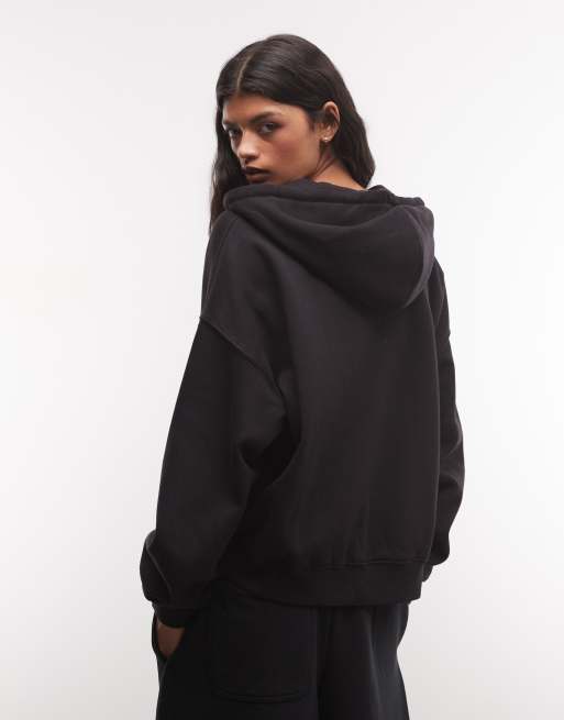 Weekday sudadera con capucha con cremallera en negro, 4 de 4