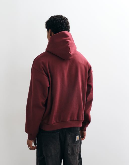 Weekday sudadera con capucha holgada y extragrande en burdeos, 5 de 10