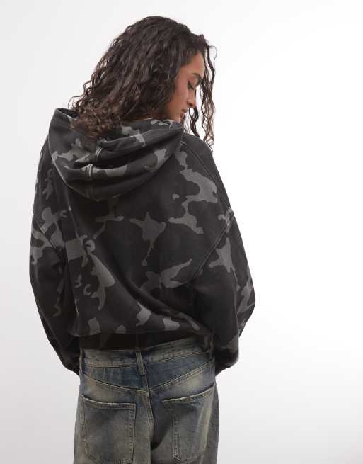 Weekday sudadera con capucha oversize con cremallera y estampado camuflaje, 4 de 4