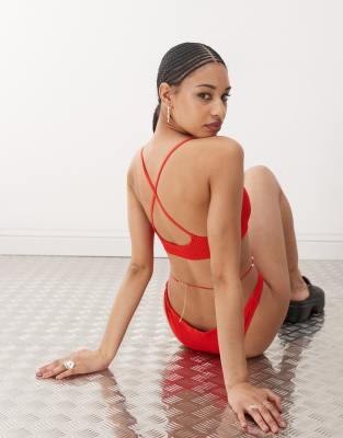 WEEKDAY SUN CRINKLE SCOOP NECK BIKNI TOP